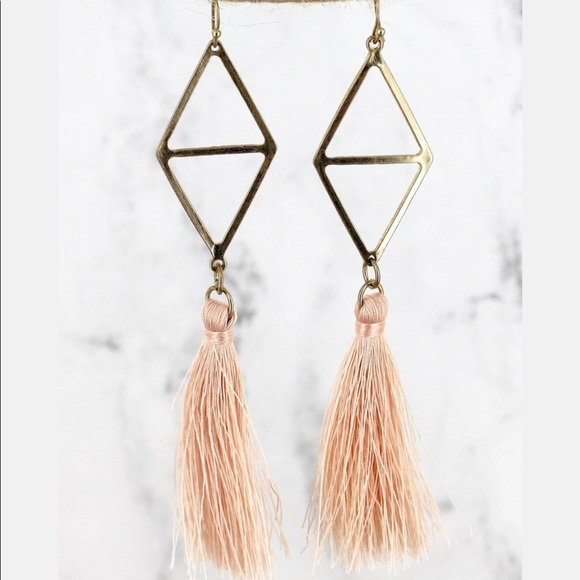 Crave Jewelry - CRAVE GOLDTONE DIAMOND AND PEACH TASSEL EARRINGS Crave Jewelry - CRAVE GOLDTONE DIAMOND AND PEACH TASSEL EARRINGS